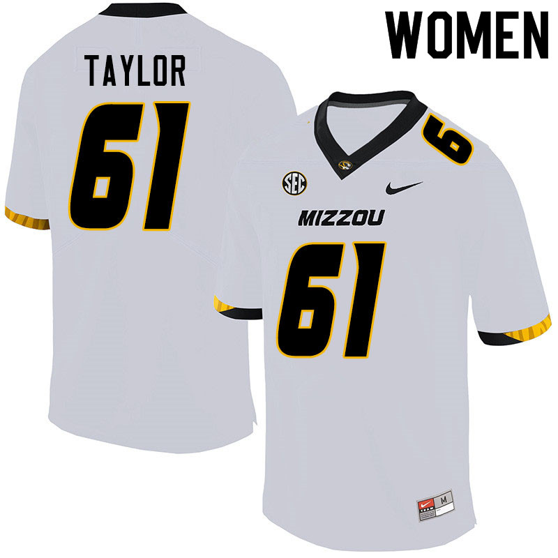 Women #61 Richard Taylor Missouri Tigers College Football Jerseys Sale-White - Click Image to Close